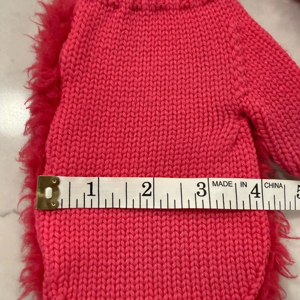 Moncler Pink Faux Fur Mittens